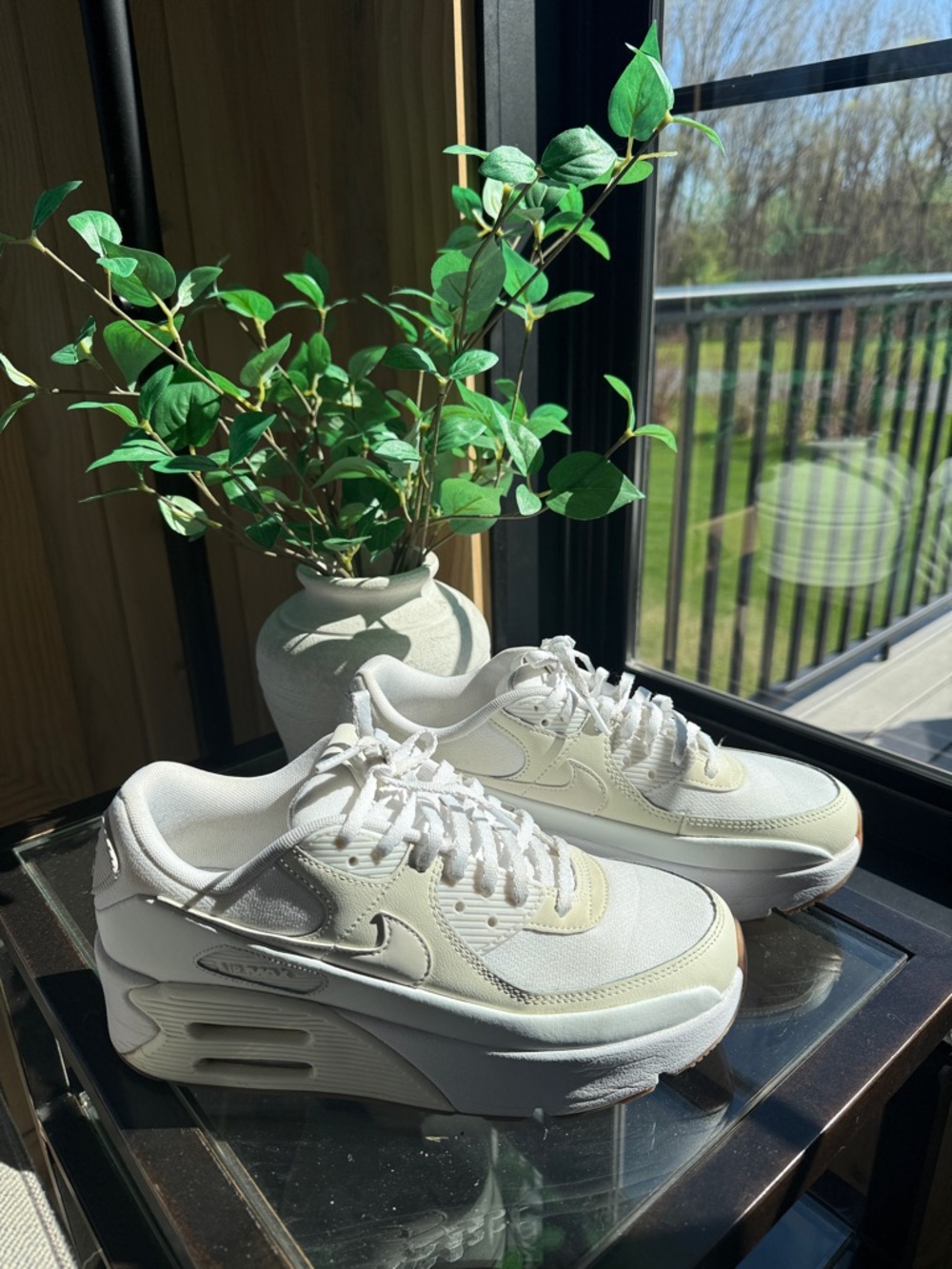 Nike Women’s Air Cream and White Low-Top Sneakers - Picture 2 of 8